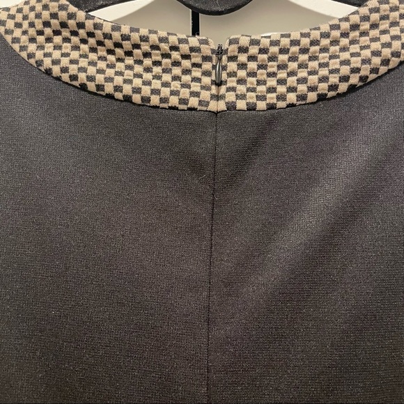London Times Jersey 3/4 Sleeve Colorblock Black and Tan Dress - Picture 4 of 5